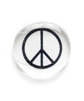 Geocache Swag Glass Stones Set Of Six With Fun Images In A Deluxe Gift Box featuring peace symbol on clear glass stone.