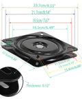 Two Pack 7 Inch Square Boat Seat Swivel Mount Plate For Outdoor Furniture And Bar Stools With Rock Solid 360 Degree Smooth Spin Heavy Duty Marine Grade Replacement Brackets measurement diagram with dimensions.
