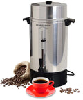 100 Cup Commercial Coffee Urn With Automatic Temperature Control Fast Brewing Easy Clean Up NSF Approved Large Capacity Keeps Joe Hot All Day Silver For Large Events