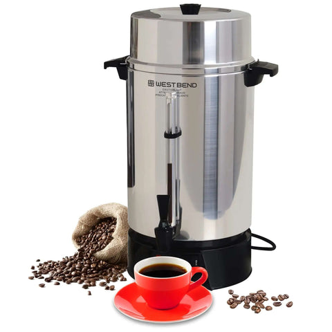 100 Cup Commercial Coffee Urn With Automatic Temperature Control Fast Brewing Easy Clean Up NSF Approved Large Capacity Keeps Joe Hot All Day Silver For Large Events