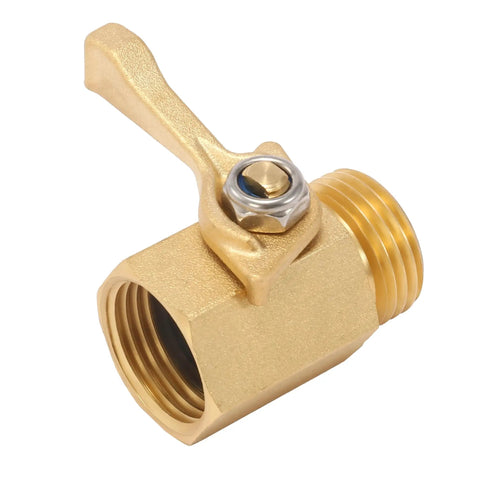 Heavy Duty Brass Garden Hose Shut Off Valve Three Quarter Inch Inline, ergonomic handle, durable metal construction