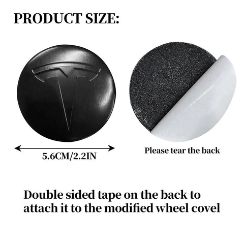 Set Of Four Aluminum Waterproof Wheel Cover Center Emblem Sticker For Tesla Model 3 And Model Y 56mm Hubcaps Rim Cover