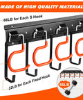 All Metal Garden Tool Organizer With Adjustable Wall Mount Heavy Duty Hooks And Tool Hangers displayed with 66LB capacity.
