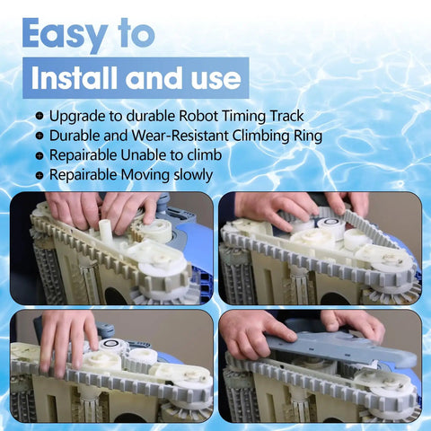 Hands assembling Must Have Pool Cleaner Replacement Kit With Climbing Ring Timing Track And Guide Wheels Pulley Gears