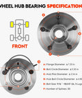 Front view of Front Wheel Hub Bearing Assembly For Ram 1500 2009 2010 2011 5 Lug With ABS Replacement 515126 specifications chart