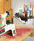 Heavy Duty Lathe Tool Holder With Steel Pivot Arm And 12 Slot Tray For Woodturning Chisels, Round Tool Organizer Mounts On Lathe Bed