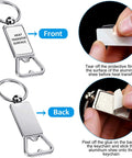 20 Pack Sublimation Keychain Blanks With Bottle Opener showing front and back with peel instruction