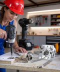 Top Shelf Wire Pulling Grips Set Includes Two Galvanized Steel Cable Puller Socks For Effortless Light Or Heavy Wire Fishing, worker using power tool.
