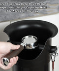 Ridiculously Slick Vertical Espresso Knock Box For Coffee Pucks And Grounds, Spill Safe Design, large capacity deep bowl design.