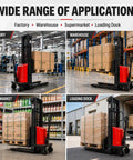 Heavy Duty Carbon Steel Semi Electric Pallet Stacker With 1.6KW Motor And 3500 Lb Capacity for factory, warehouse, supermarket, loading dock.