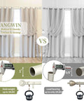 Comparison of two curtain systems, highlighting thickness and weight capacity for Farmhouse Curtain Rods For Windows 36 To 88 Inches Heavy Duty Adjustable Drape Rod With Vintage Coastal Texture Finials Antique White Finish For Bedroom And Living Room.