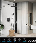 10 Inch Round Rainfall Shower Head Kit With 3 Modes And 6 Function Handheld Spray Wall Mounted System Includes Pressure Balanced Valve And Trim Included Matte Black in modern bathroom setup