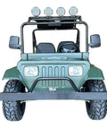 Front view of 200CC Off Road Go Kart For Adults With Fully Automatic CVT LED Top Lights 10 Inch All Terrain Tires Army Green