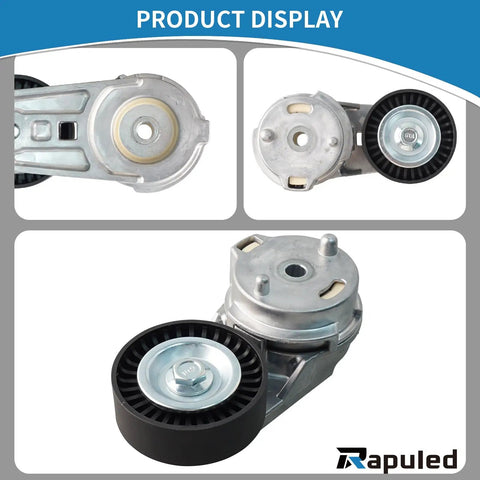 Premium Engine Belt Tensioner Serpentine Idler Pulley Kit 39269 For Cars Trucks Check Fitment Ensures Reliable Drive No Belt Slippage Noise showing tensioner and pulley close-up