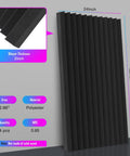 4 Pack Heavy Duty Acoustic Foam Panels 48 By 24 By 2 Inches Sound Proof Wall Tiles displayed with measurements and material details.