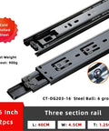 Heavy Duty 3 Way Cold Rolling Steel Drawer Slide Black Three Section Track Rail with Smooth Glide, 16 Inch Length, 2 pcs