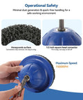 Six Inch Wheel Hub Resurfacing Kit with Polisher and Drill Adapter, operational safety details, honeycomb surface, and connector
