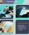 Heavy Duty Reusable Cleaning Cloths 50 Pack 11.8 By 15.7 Inches Beefed Up Dish Towels being used in kitchen for cleaning