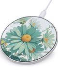 Mint Green Watercolor Daisy Wireless Charger Pad With 10W Fast Charging Portable Qi Charger Pad For iPhone Android