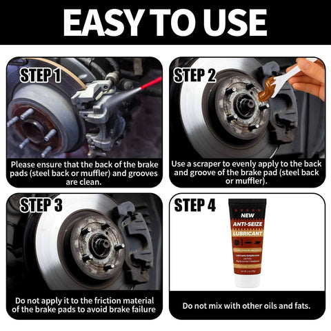 Steps for applying Anti Seize Copper Lubricant For Brake Calipers And Threads High Temp Formula To Prevent Seizing And Noise