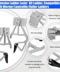 Extension Ladder Lock Kit For 28-11 Rungs, compatible with aluminum ladder rung locks shown in close-up