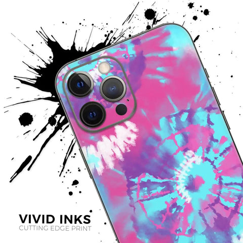 Full Body IPhone Skin Decal Wrap Kit With Spiral Tie Dye Pattern V5 Soft Touch Finish Bubble Free Air Release Adhesive