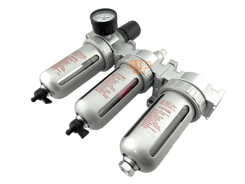 Half Inch NPT Mid Flow Three Stage Pro Grade Combo Water Filter Pressure Regulator Coalescing Filter Desiccant Dryer System