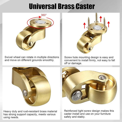 Sturdy Brass Casters Set For Moving Trunks Boxes Workbenches And Cabinets With Silent Swivel Wheels No Sweat Easy Screw Mount