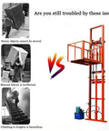 Heavy Duty Hydraulic Cargo Lift Built Hardcore For Shop Crews Loading Big Gear against heavy lifting issues, 33ft height.