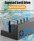 Five Bay Hard Drive Enclosure Copier Box For Offline Cloning Sata Ssd And Hdd Delivering 5Gbps Through Usb 3.0 with exposed drives.