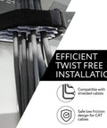 Cable Comb Organizer Kit For Neat Wire Management with 6 straps organizing cables, showing efficient twist-free installation.
