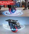 Tough As Nails 3 Inch Heavy Duty Caster Wheels With Dual Swivel Brakes Set Of 2 showcasing 360° swivel smooth rolling functionality.