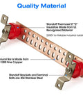 Heavy Duty Copper Ground Bar Kit With 24 Holes And Slots For Flexible Terminal Positioning, 12 Inch Grounding Bus Bar, 2500V Rating
