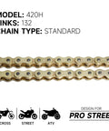 Beefed Up 420H Motorcycle Chain 132 Links Non O Ring with Master Link and Chain Breaker for Motorcycle Bicycle Go Kart Mini Trail Bike