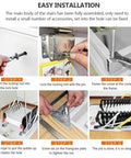 Installation guide for Electric Remote Control Attic Ladder With Hassle Free Pull Down Operation steps using tools and locking mechanism.