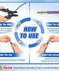 Illustration showing how to use the 180 Piece Twist-On Wire Connectors Kit With Top Notch Durable Nylon Shell And Metal Spring