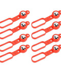 Set of 10 red magnetic hooks with steel balls, designed for versatile hanging and organization, featuring strong grip.