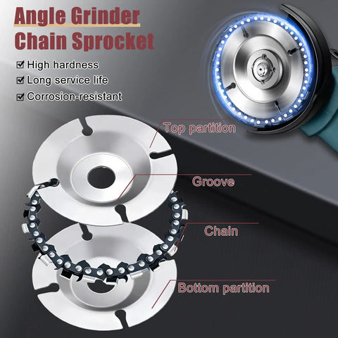 14 Piece Wood Carving Disc Set For 4 Inch Or 4 And A Half Inch Angle Grinders Includes Chainsaw Disc shown disassembled