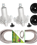 Rugged Mower Deck Rebuild Kit For Craftsman Husqvarna Poulan includes 2 spindles, 2 pulleys, and 1 belt replacement upgrade