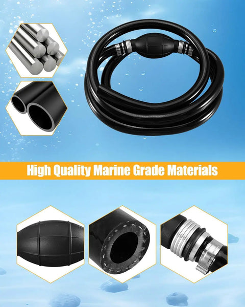 Outboard Fuel Line Kit With Primer Bulb For OMC Johnson And Evinrude Replacing FO4280-2152-OMC Engine Connectors 22-13563A6 22-13563Q7 22-13563T7 Includes Fuel Line Primer Bulb Tank Connector And Clamps