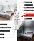 Slick Modern LED Chandelier With Remote Control, 60W Black Ring Ceiling Light shown with remote features in bedroom setup