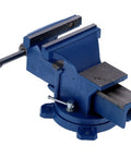 Heavy Duty 6 Inch Metal Bench Vise With 360 Degree Swivel Base 140mm Opening 45# Steel Jaws Anvil And Non Slip Pressure Plate side view