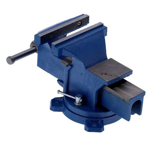 Heavy Duty 6 Inch Metal Bench Vise With 360 Degree Swivel Base 140mm Opening 45# Steel Jaws Anvil And Non Slip Pressure Plate side view