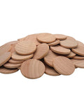Solid Quality Natural Wood Rounds Unfinished Craft Discs Killer For Diy Projects Awesome Rustic Home Decor Super Easy To Paint Sweet Results Guaranteed Bulk Fifty Pack Straight From The Mill For You - pile of 1.5 inch round wooden discs.