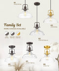 Family set of pendant lights including Farmhouse Semi Flush Ceiling Light With Slick Oil Rubbed Bronze Finish And Clear Glass Shade.