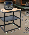 Badass Heavy Duty Rolling Planer Stand With Solid Steel Frame And Five Hundred Pound Lifting Capacity For Smooth Caster Movement and flexible tool organization.