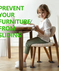 Child sitting at table with Anti Slip Caster Cups 2x2 Inch, 16 Pack Square Furniture Coasters For Hardwood Floors visible under chair legs.