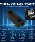 4 Piece Universal Car Door Shock Absorbers And Latch Damper Buffers Made From Premium PVC, silicone door lock protector shown.