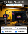 Dope Handheld Thermal Imager With 3 Point 5 Inch IPS Screen And 512 By 384 IR Resolution connected to a PC for analysis.