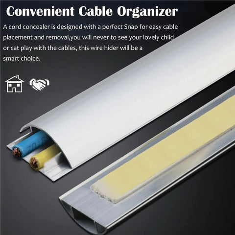 Aluminum Alloy Cable Raceway Concealer Self Adhesive Floor Cord Cover for Factory and Workshop Wiring Management, open view